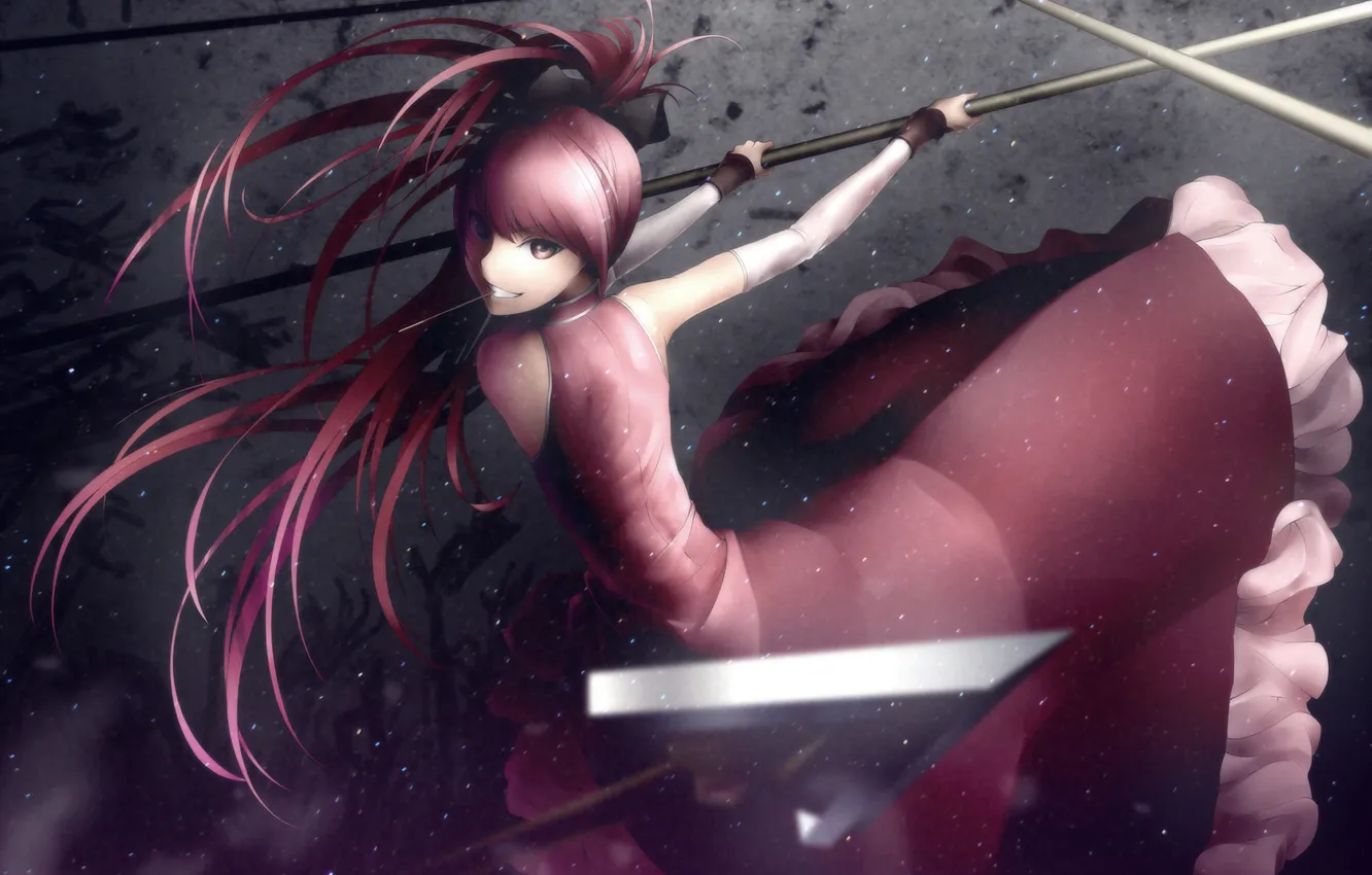 Photo wallpaper girl, weapons, anime, art, bow, mahou shoujo madoka magica, Girl Madoka, sakura kyouko