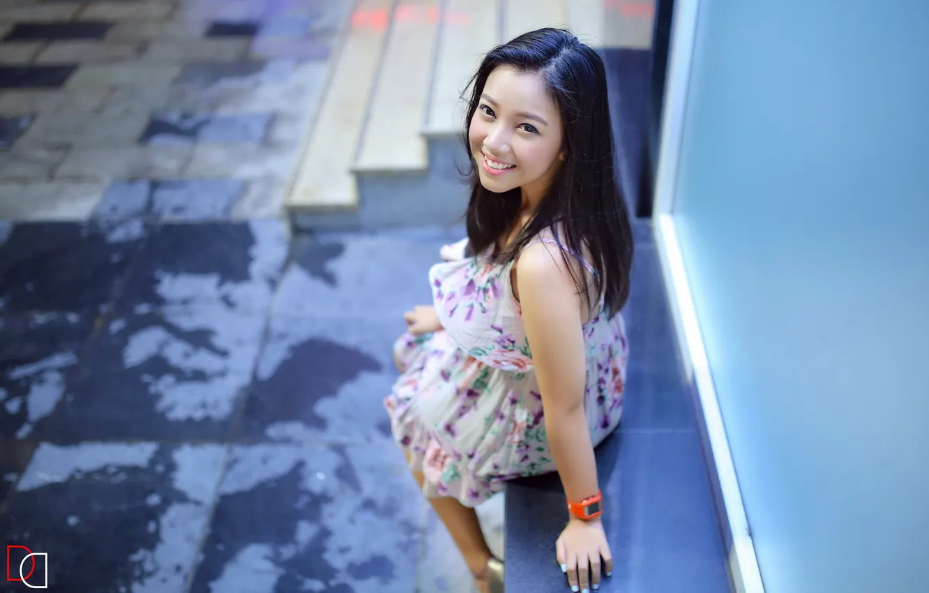 Photo wallpaper girl, smile, mood, Asian