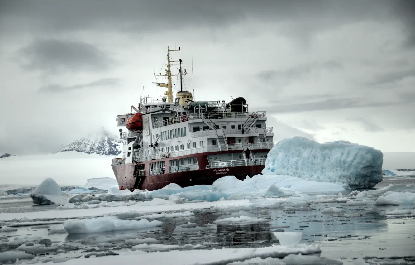 Photo wallpaper ship, ice, Arctic