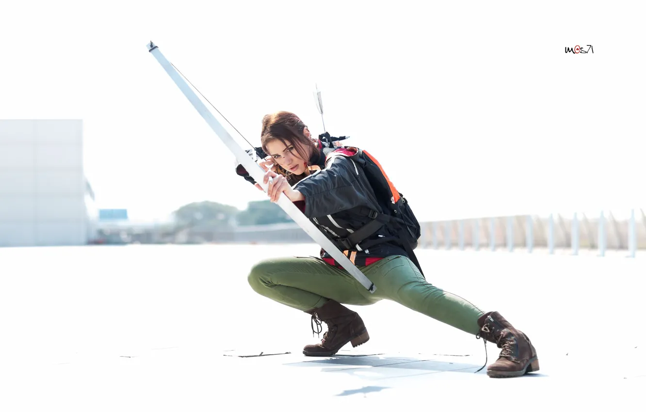 Photo wallpaper girl, weapons, bow