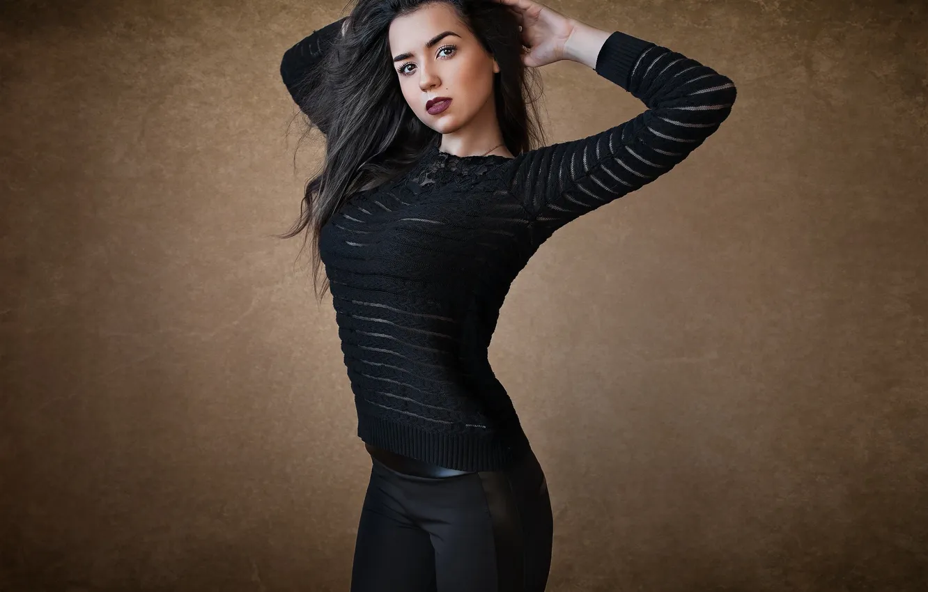 Photo wallpaper look, sexy, pose, background, model, portrait, hands, makeup