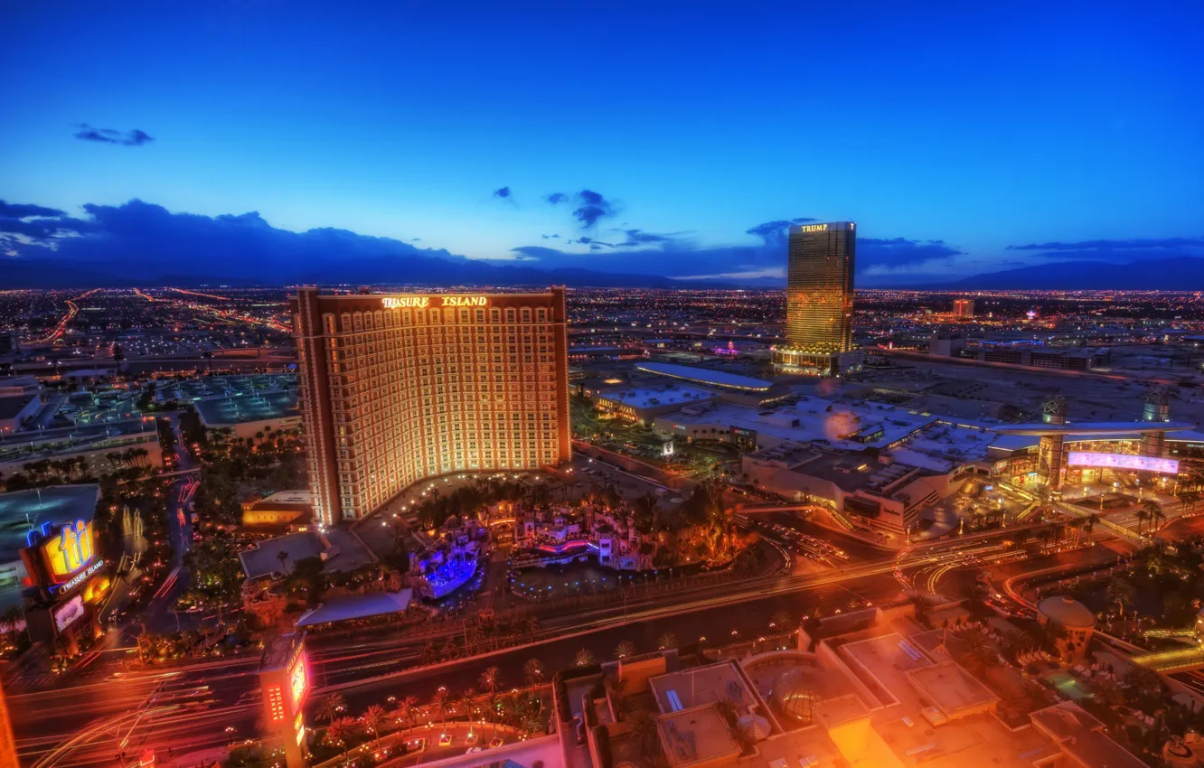 Photo wallpaper night, the city, lights, HDR