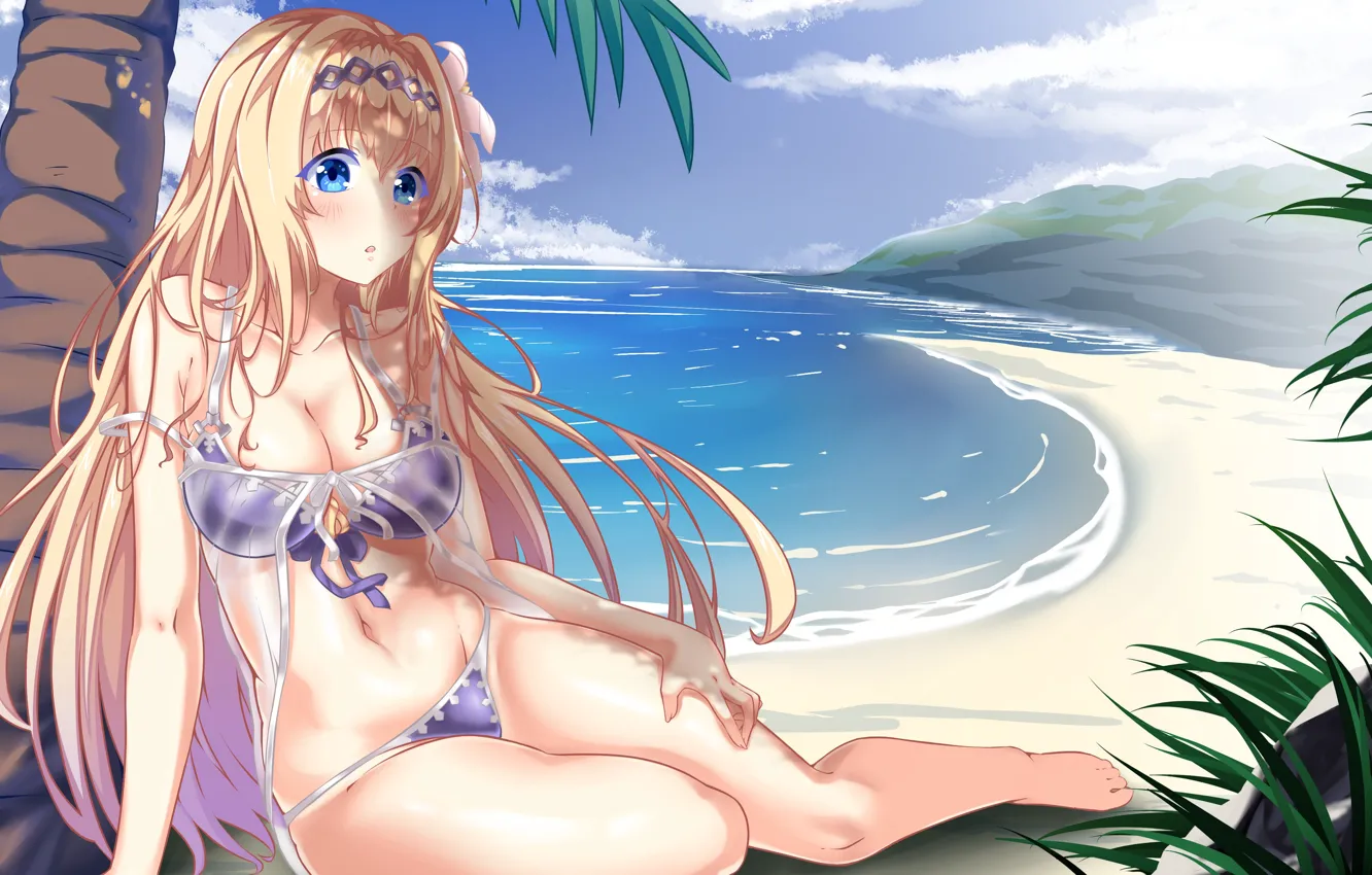 Photo wallpaper beach, girl, anime, art, joan of arc, granblue fantasy