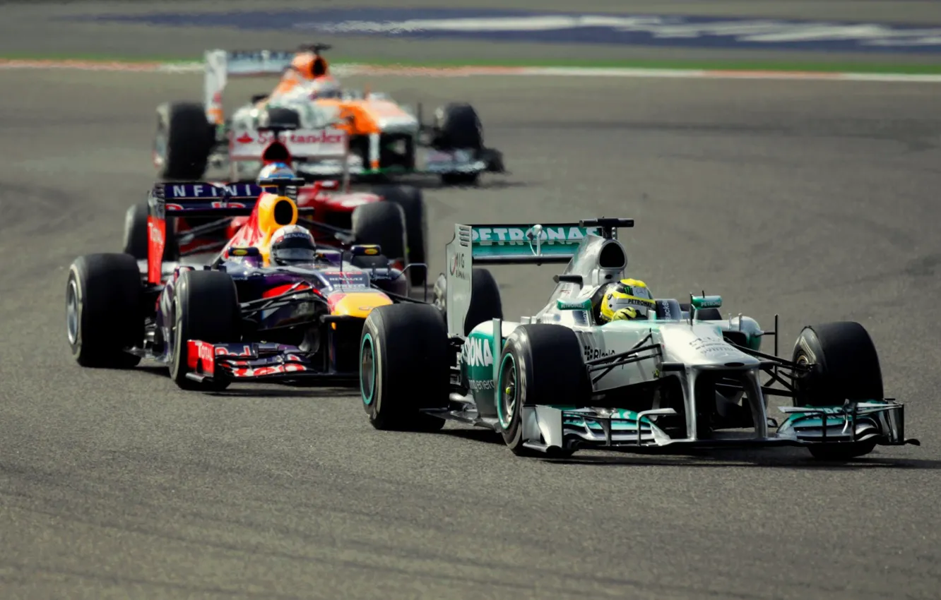 Photo wallpaper Race, Red Bull, Force India, Nico, Mercedes AMG