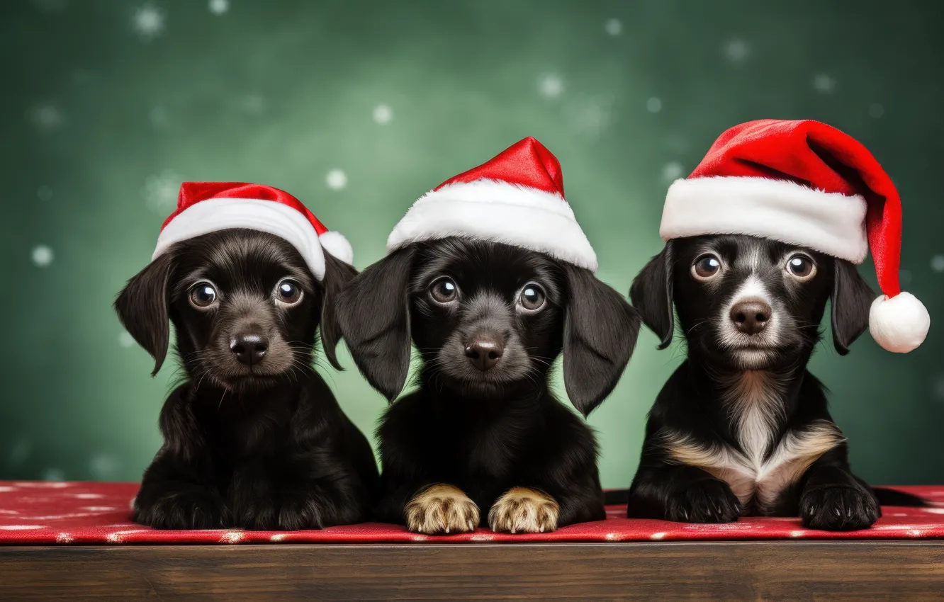 Photo wallpaper look, lights, each, gift, new year, dog, Christmas, face