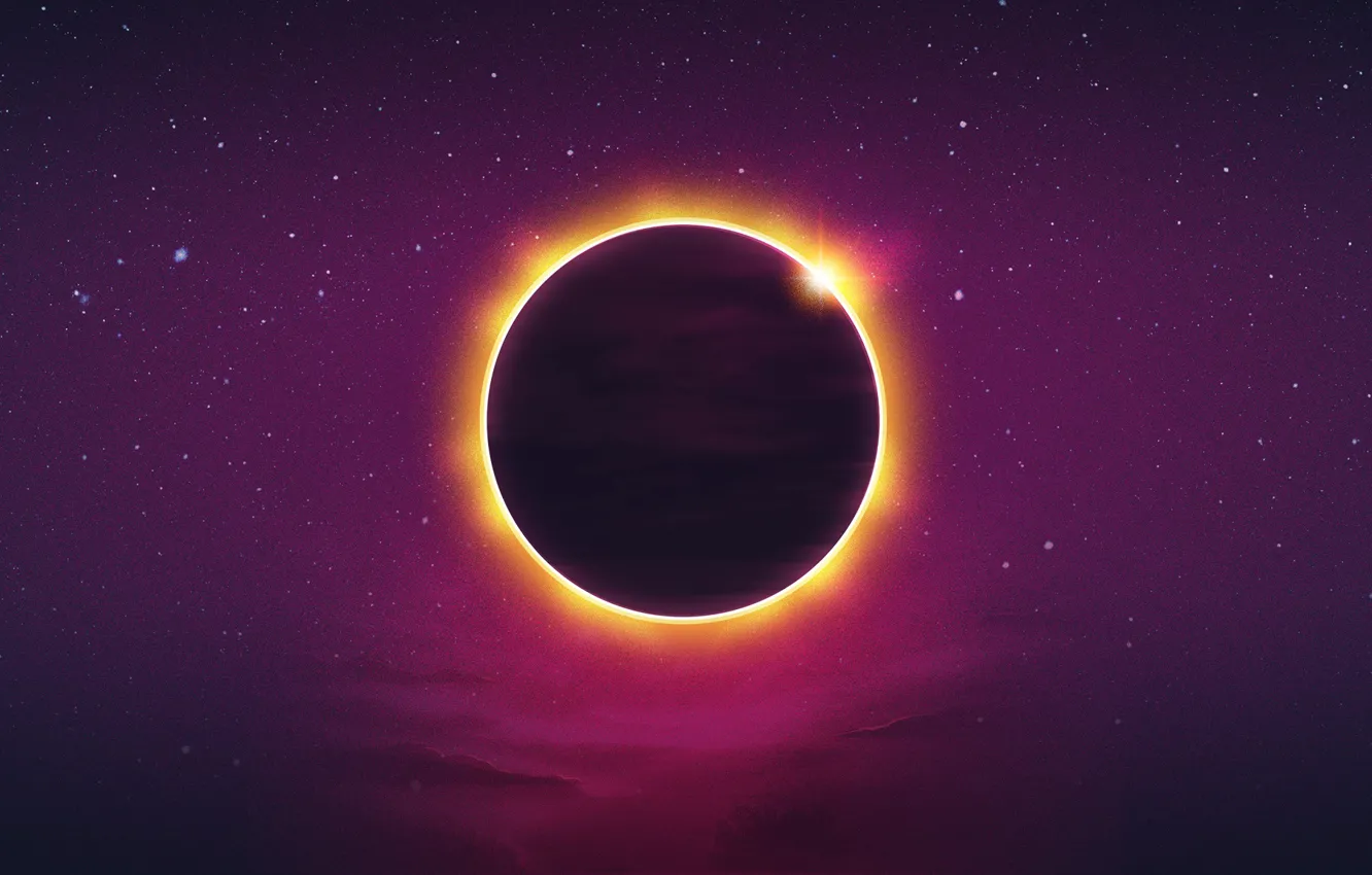 Photo wallpaper The sun, Minimalism, Music, Stars, Planet, Background, Eclipse, Synth