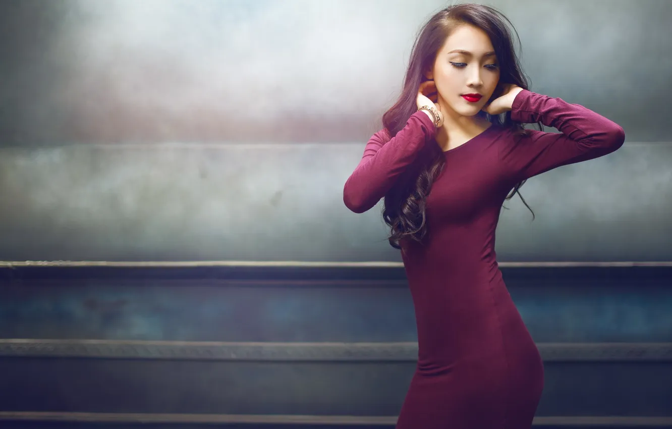 Photo wallpaper girl, pose, Asian