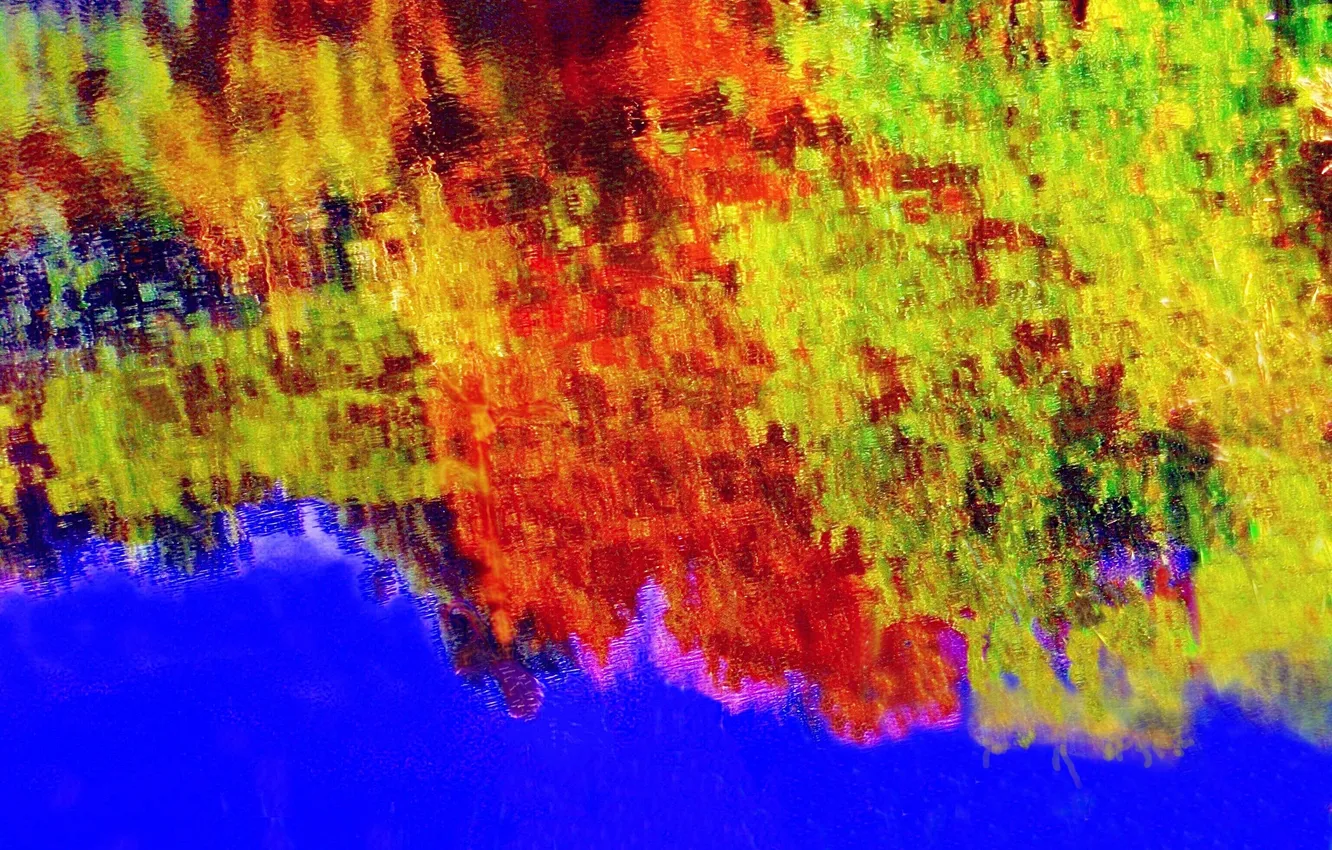 Photo wallpaper water, reflection, red-yellow-green, autumn reflection