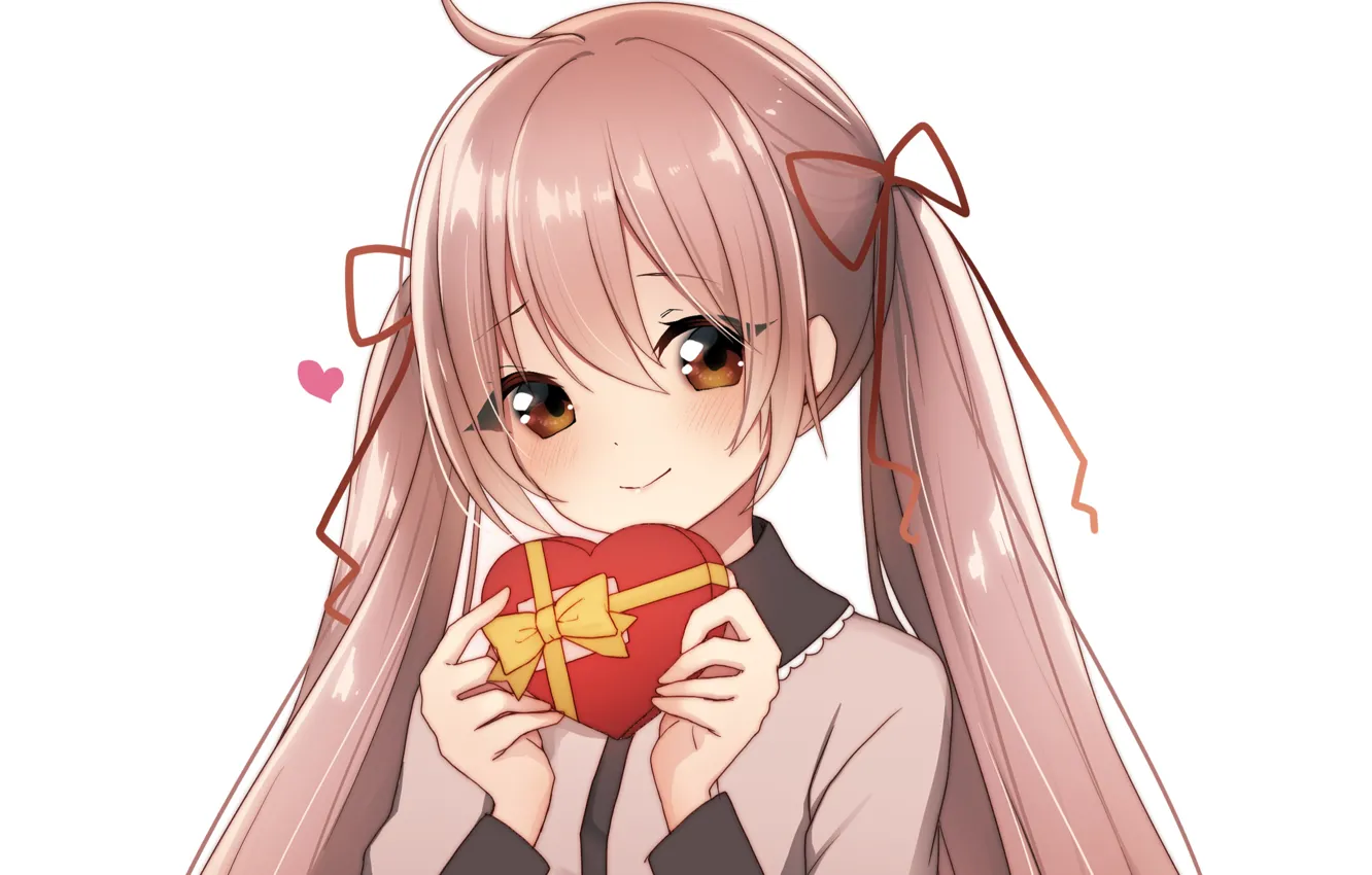 Photo wallpaper gift, girl, heart, box, Valentine's Day, by 萌, MoE