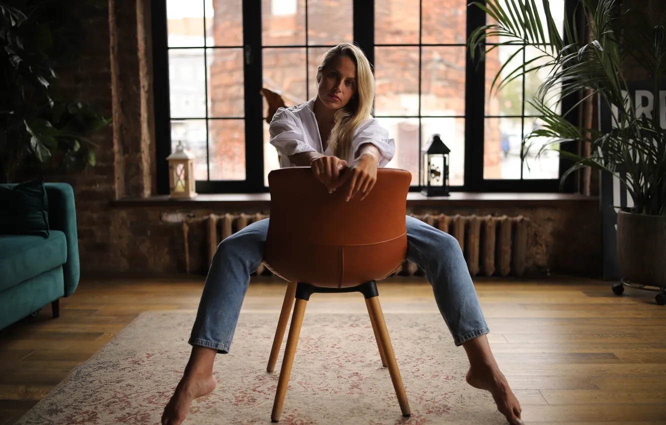 Photo wallpaper girl, sweetheart, model, Jeans, blonde, Wallpaper, beautiful, Ring