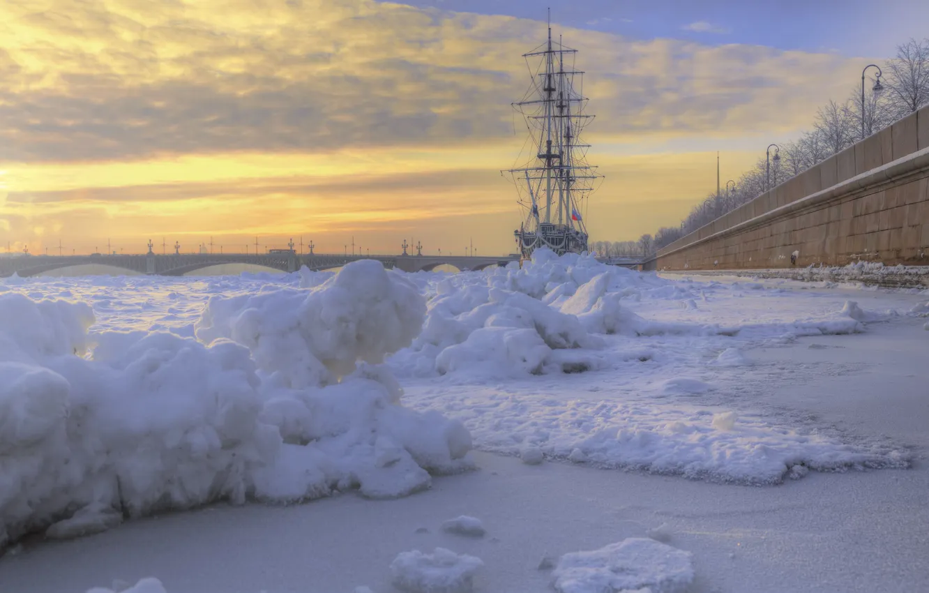 Photo wallpaper the sky, clouds, Winter evening, Eduard Gordeev