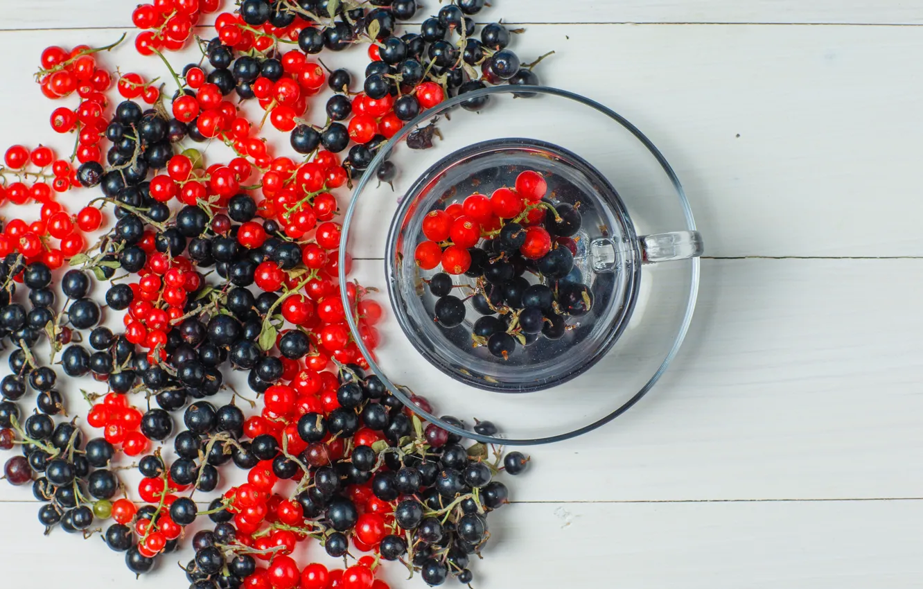 Photo wallpaper berries, Cup, currants