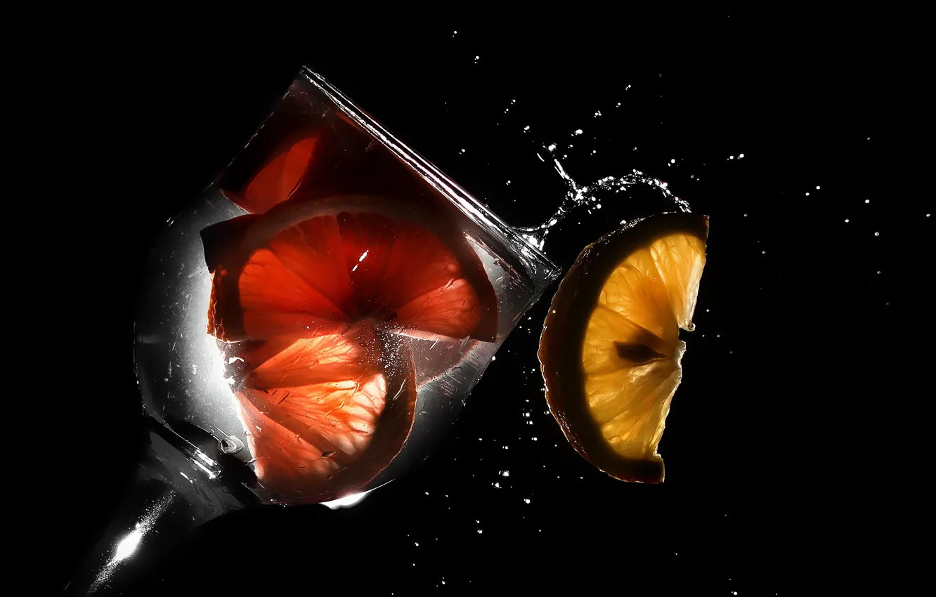 Photo wallpaper lemon, glass, drink