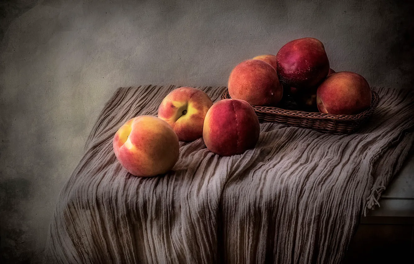 Photo wallpaper fruit, still life, peaches