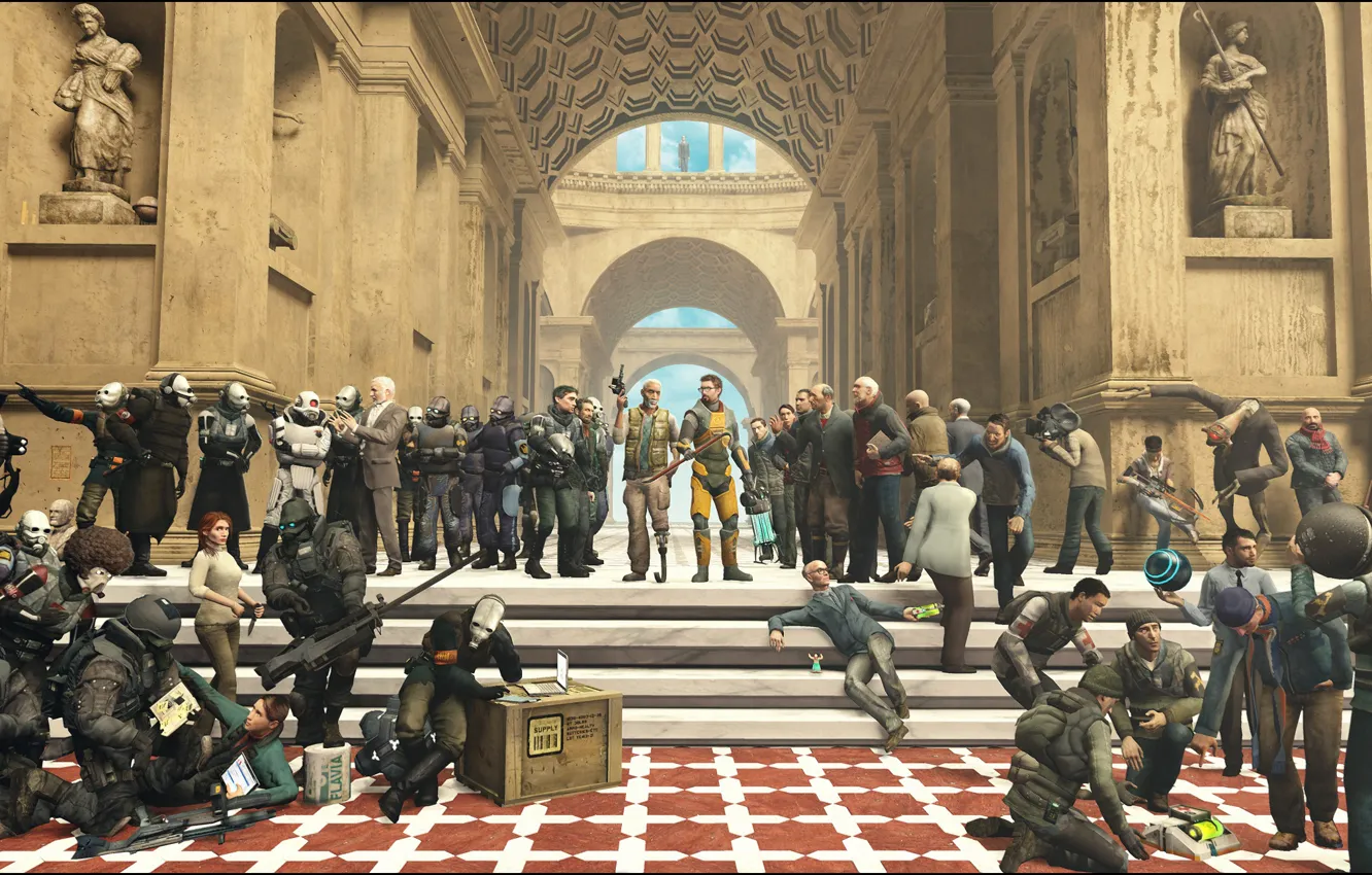 Photo wallpaper people, building, arch, accumulation, The School of Garrys Mod