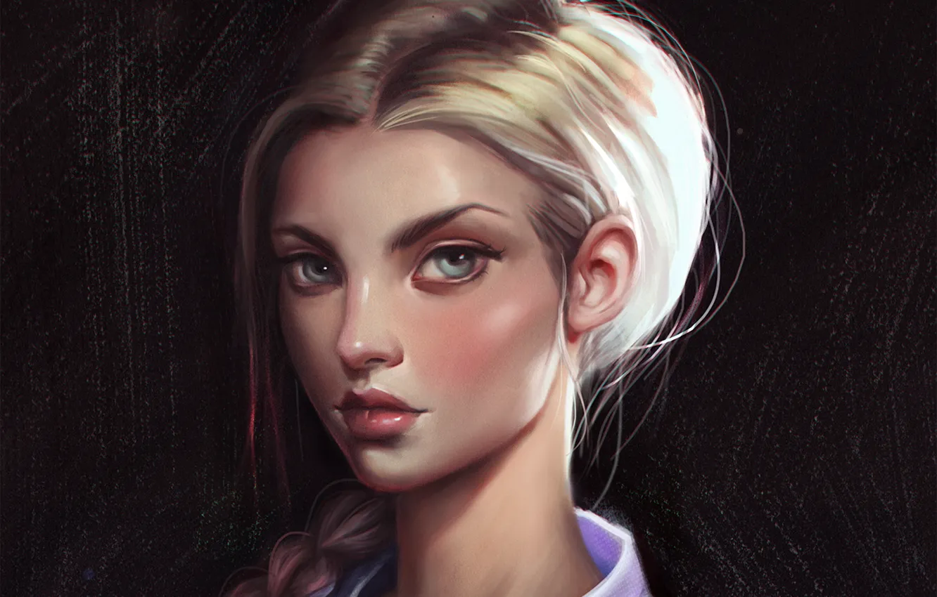 Photo wallpaper look, girl, face, hair, beauty, art, braid