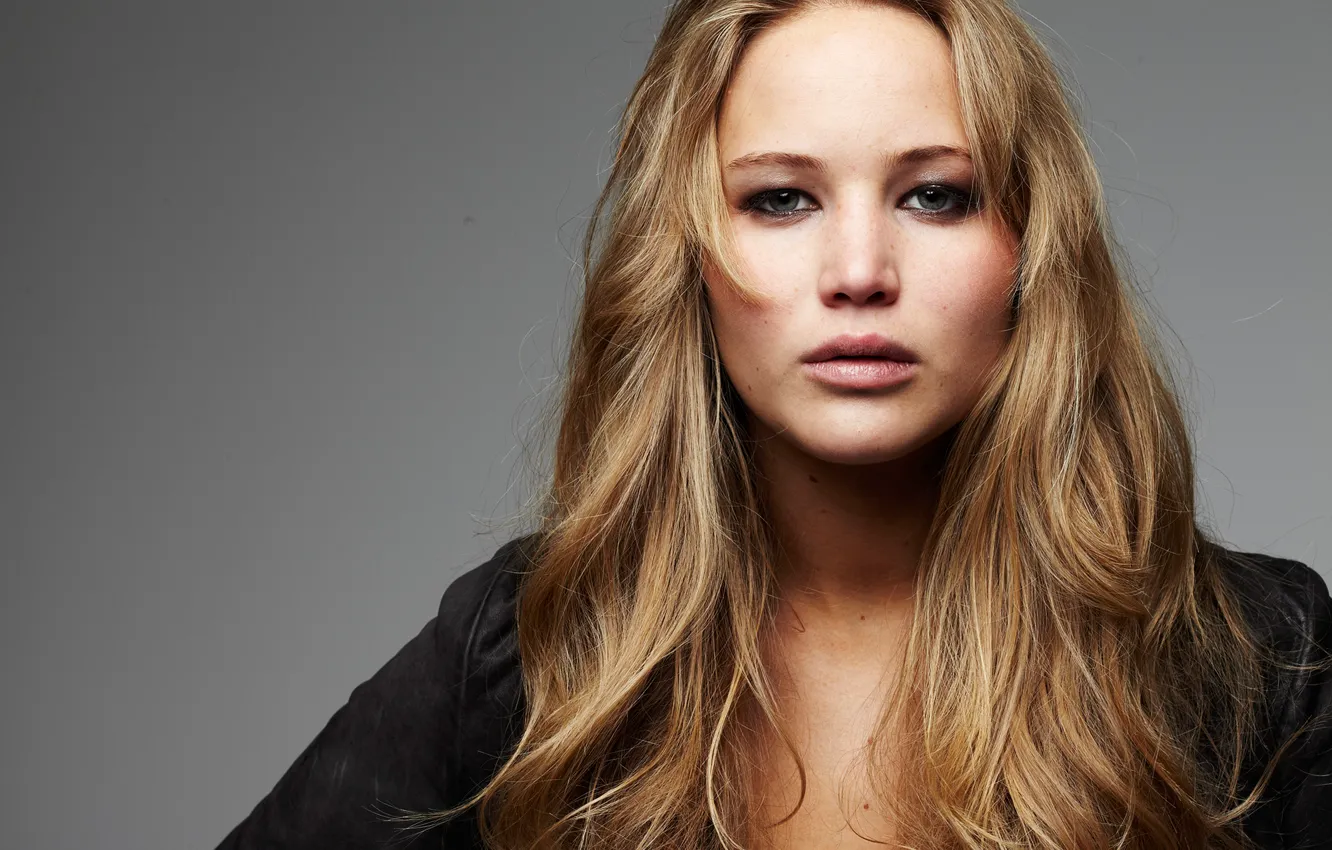 Photo wallpaper look, background, portrait, actress, jacket, hairstyle, photographer, Jennifer Lawrence