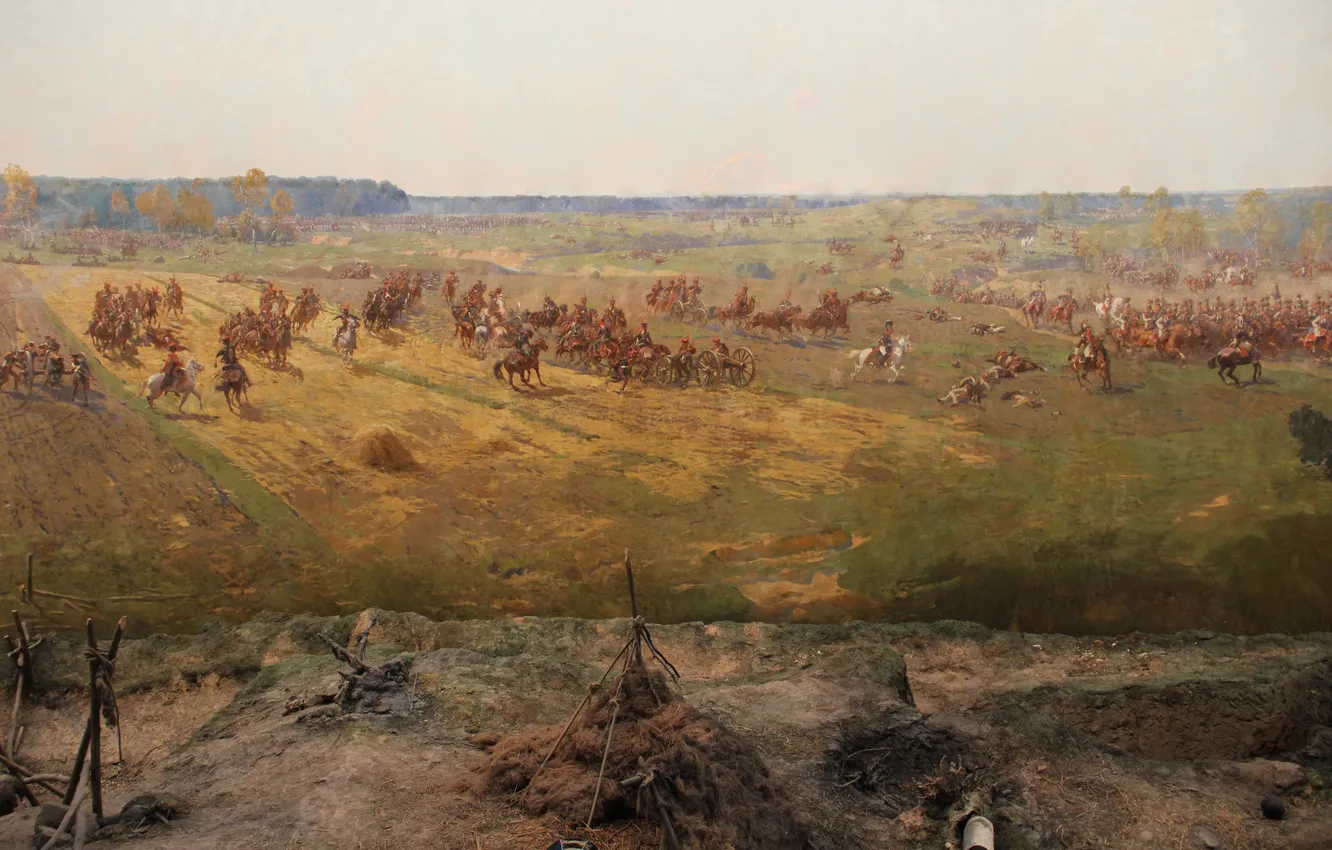 Photo wallpaper horse, picture, battle, soldiers, gun, the battle, fragment, the Frenchman