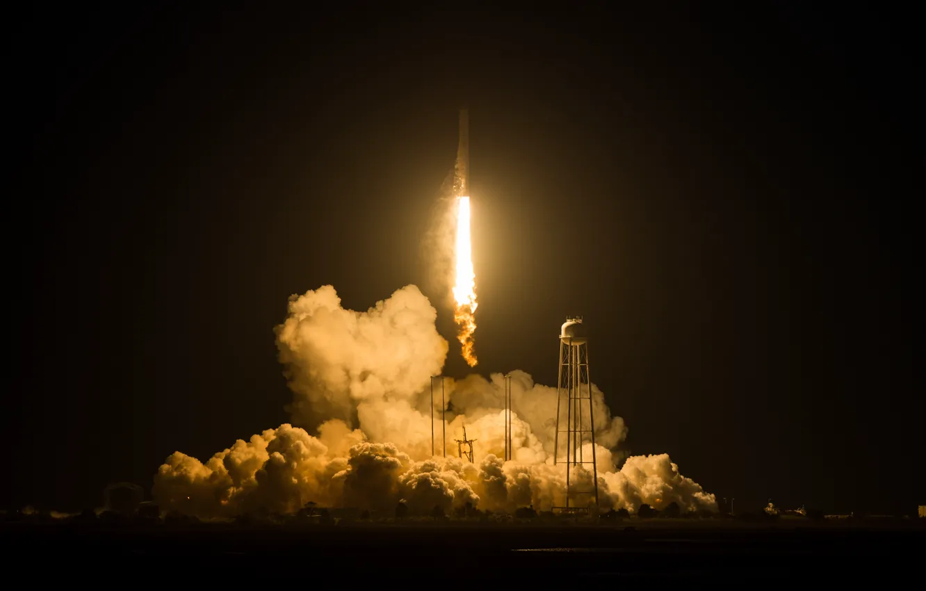 Photo wallpaper Smoke, Rocket, NASA, Start, Antares