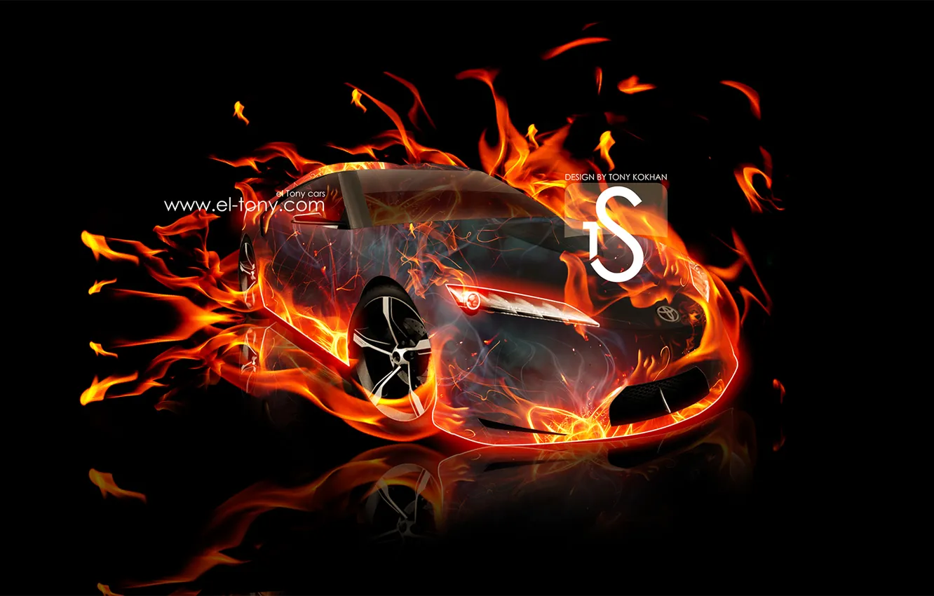 Photo wallpaper Fire, Toyota, Fire, Supra, el Tony Cars, FT-HS