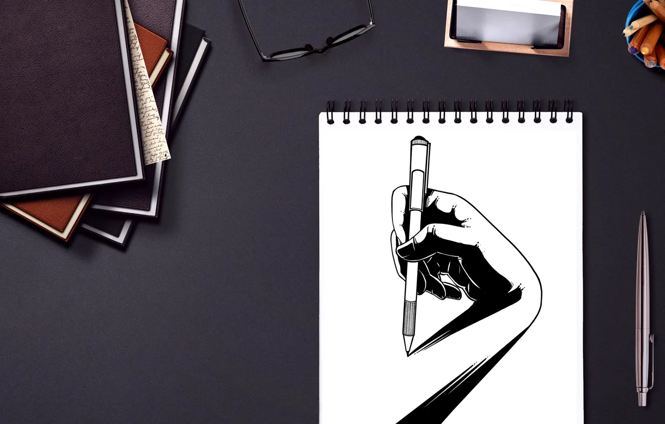 Photo wallpaper table, figure, Notepad, fountain pen, Cdd20, Yumoku mixed stock