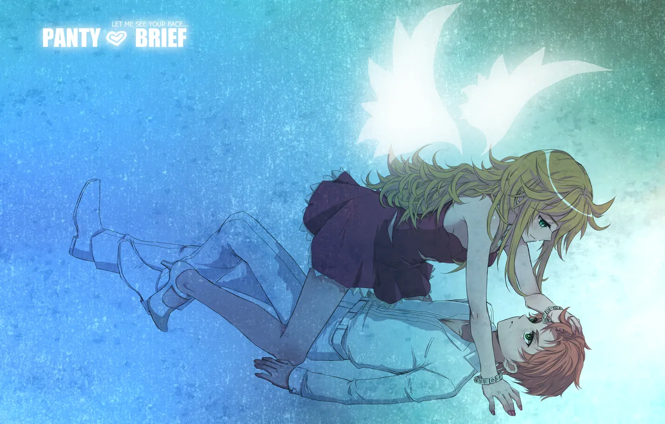 Photo wallpaper girl, wings, angel, guy, gesture, art, panty &amp; stocking with garterbelt, anarchy panty