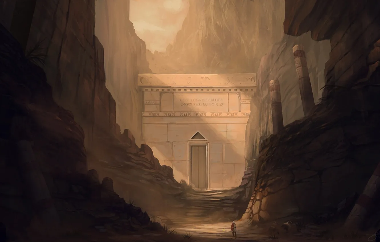 Photo wallpaper rocks, people, art, ruins, blinck