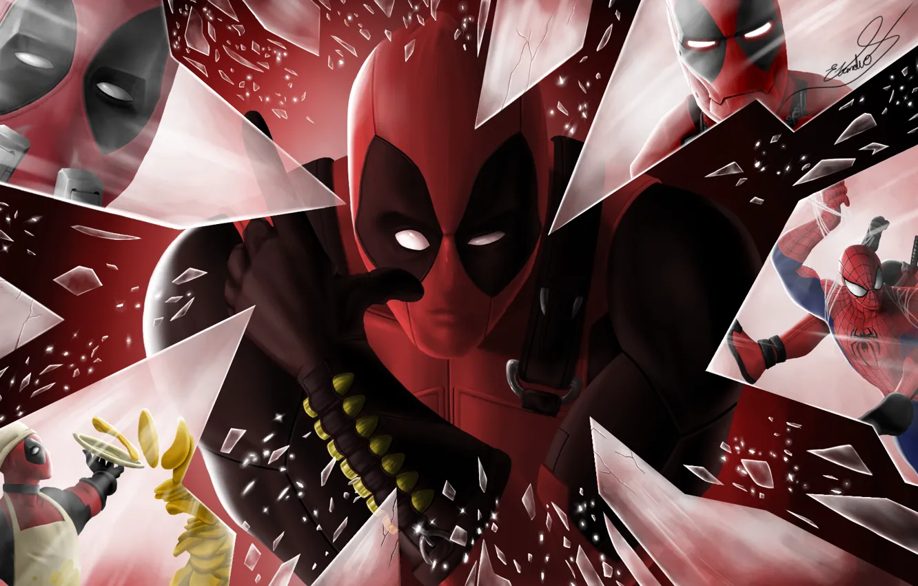 Photo wallpaper gun, weapons, sword, Deadpool, Marvel, Deadpool, Spider Man, Wade Wilson