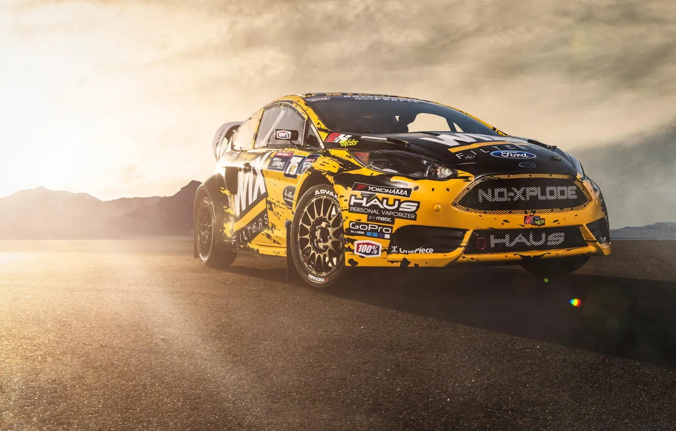 Photo wallpaper the sun, Ford, Ford, Blik, yellow, rally, front, Fiesta