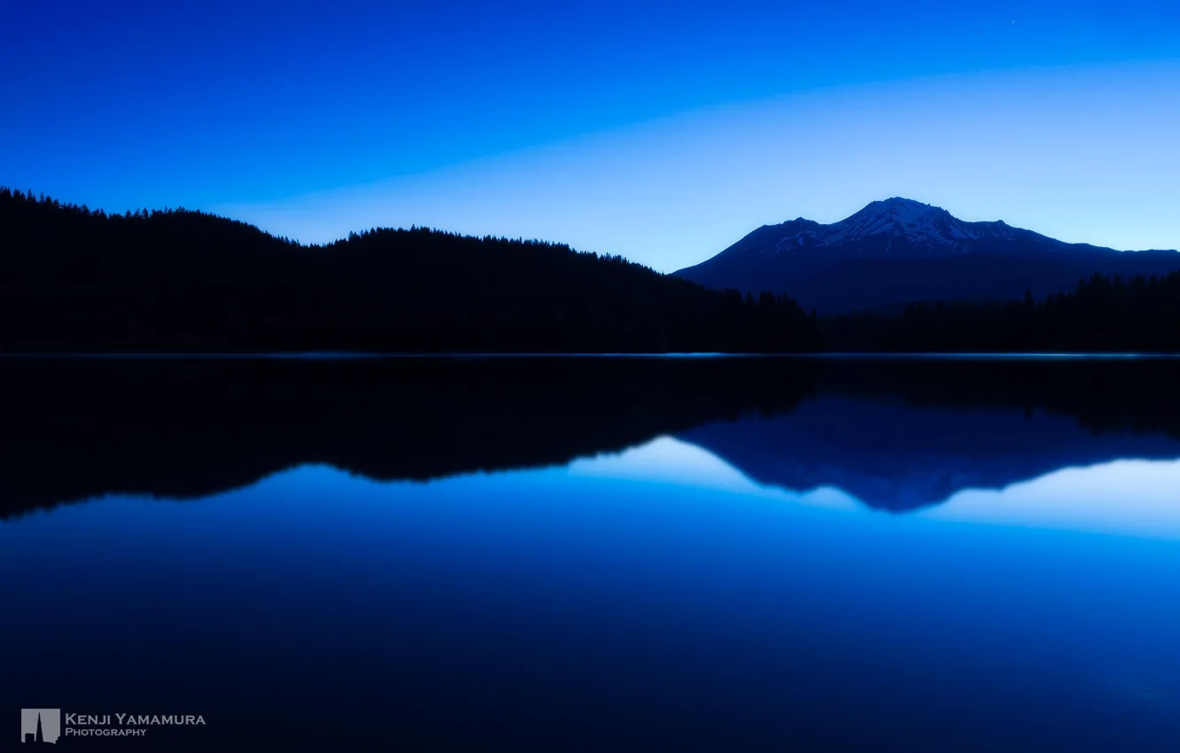 Photo wallpaper lake, mountain, twilight, photographer, peace, Kenji Yamamura