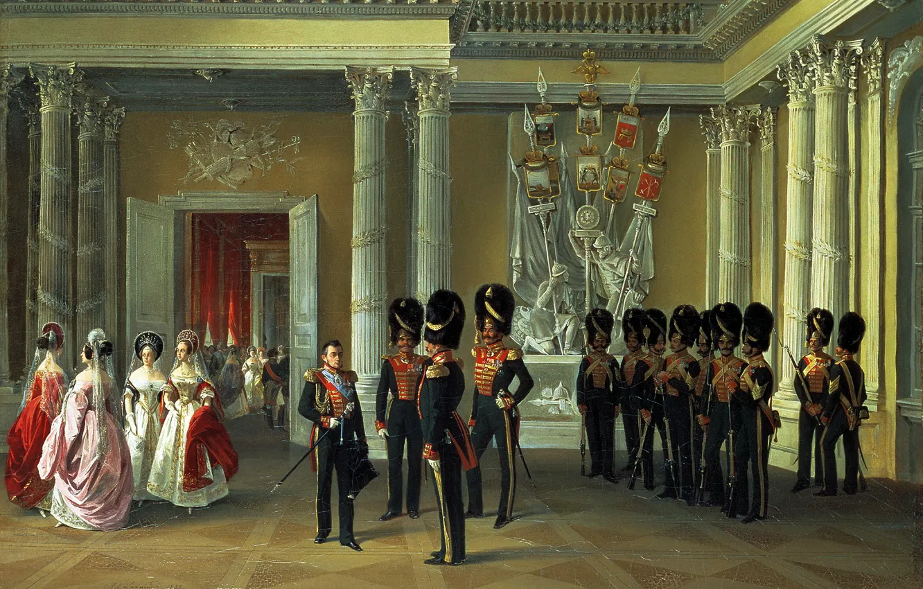 Photo wallpaper white, oil, picture, part, canvas, Adolf, Ladurner, hall"