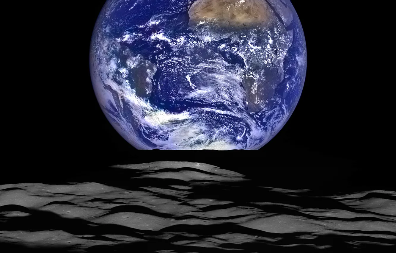 Photo wallpaper space, photo, earth, the moon, NASA