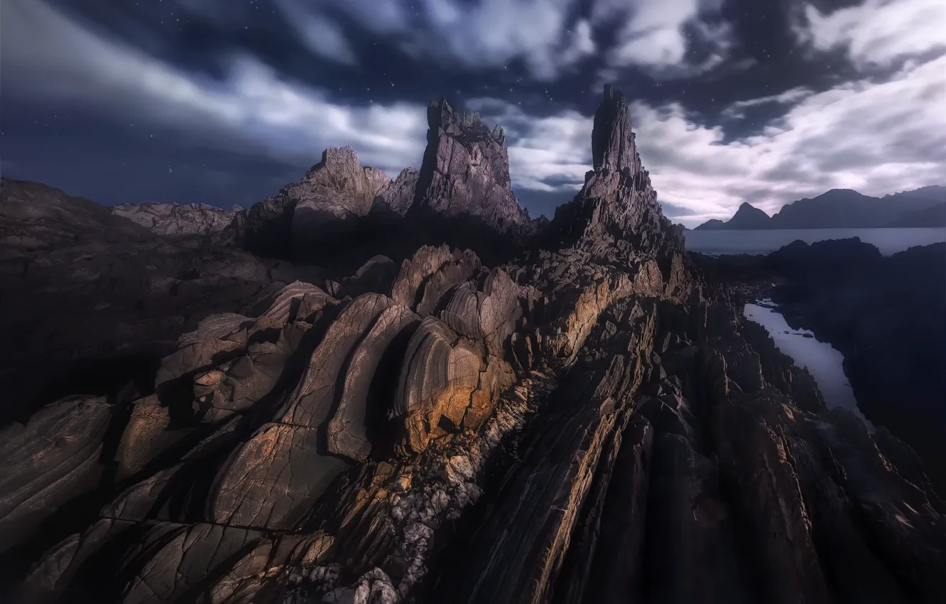 Photo wallpaper the sky, clouds, nature, rocks