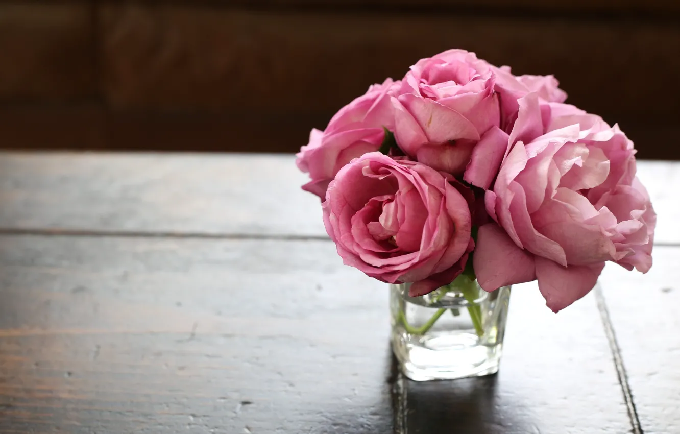 Photo wallpaper roses, bouquet, vase