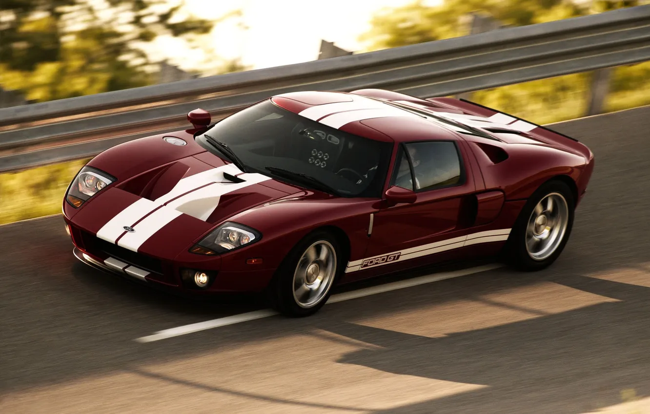 Photo wallpaper road, red, strip, Ford, supercar, Ford, the front