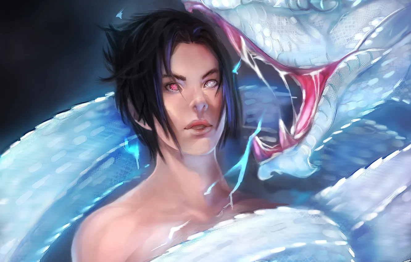 Photo wallpaper Naruto, anime, Sasuke Uchiha, The White Snake