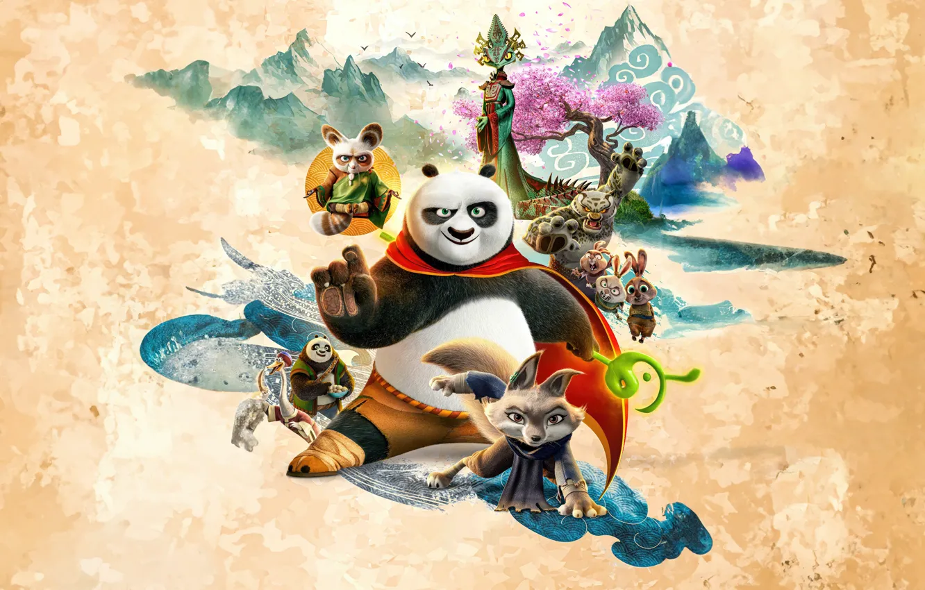 Photo wallpaper cartoon, kung-fu, film, panda