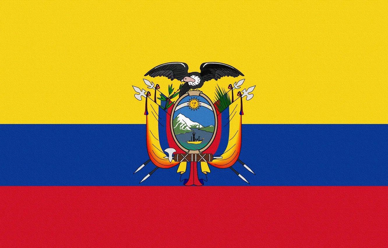 Photo wallpaper Flag, Coat of arms, Ecuador, Ecuador
