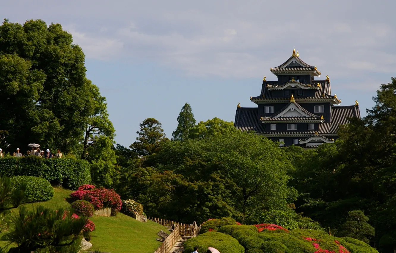 Photo wallpaper Park, castle, track, Japan, Korakuen