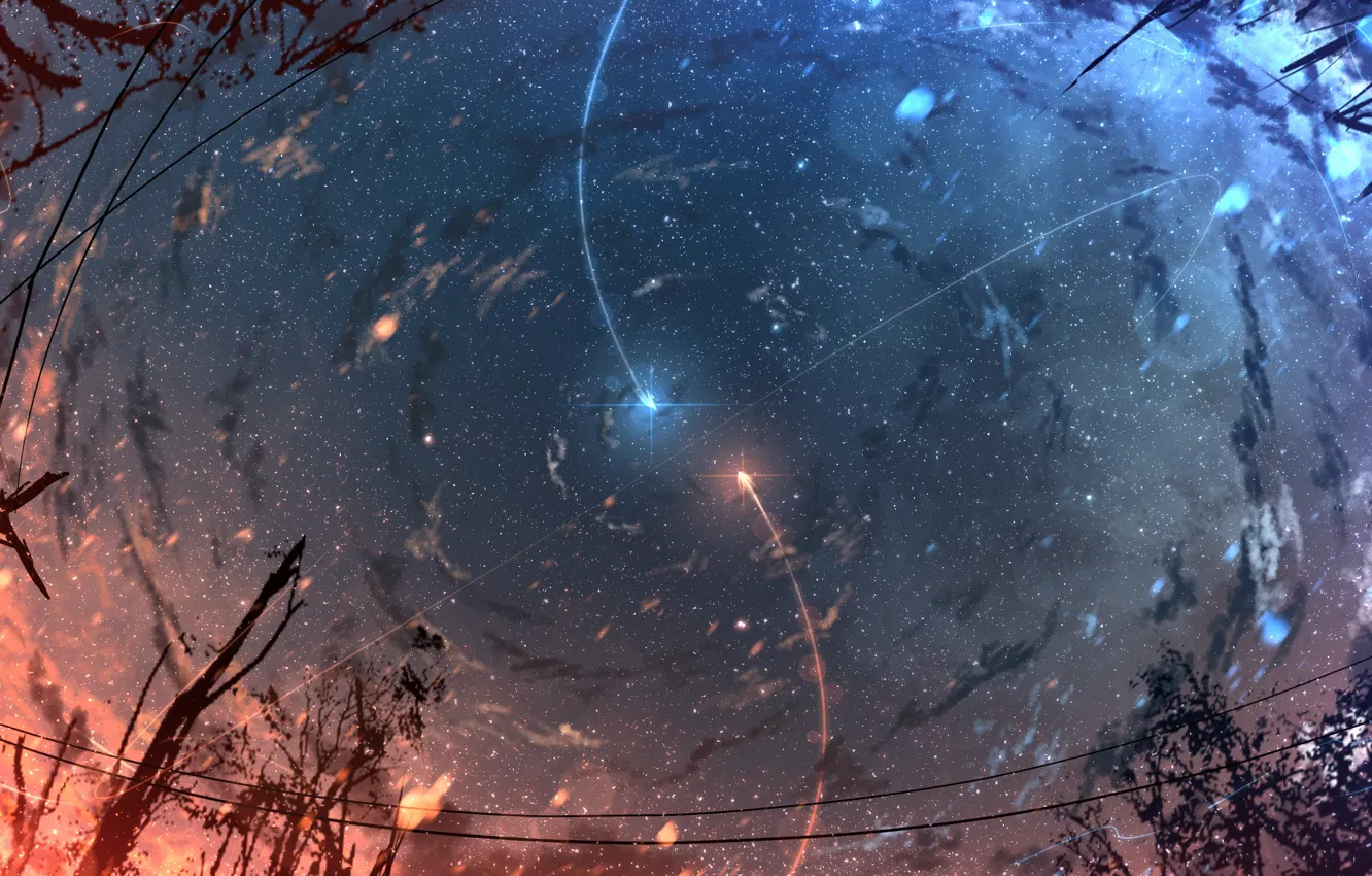 Photo wallpaper the sky, night, meteors