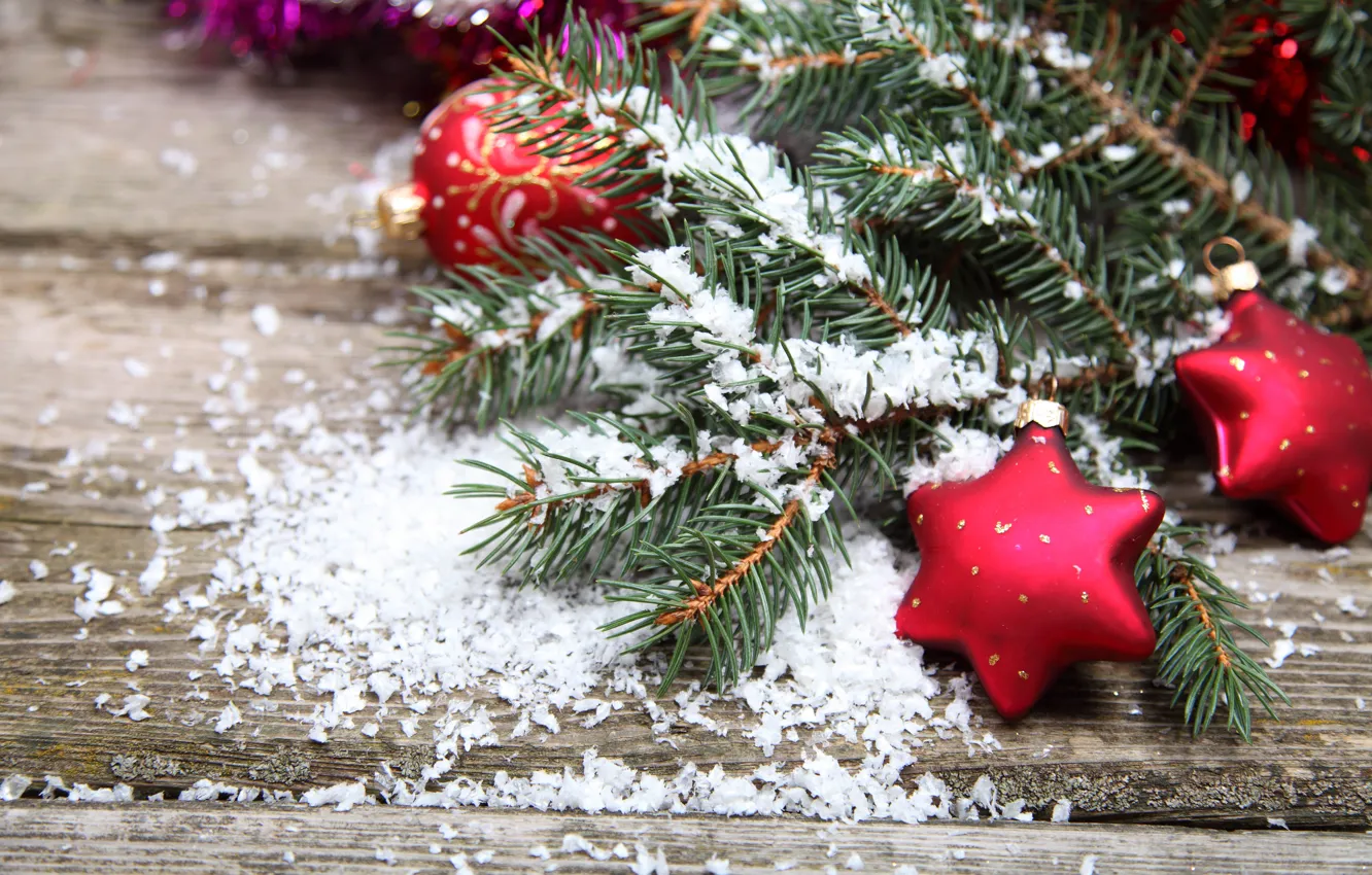 Photo wallpaper snow, table, tree, Christmas toys
