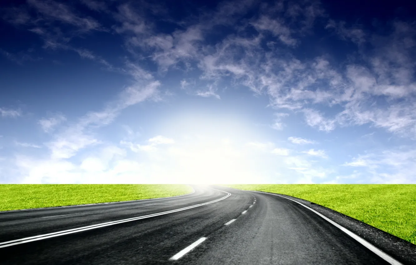 Photo wallpaper road, light, horizon, 153