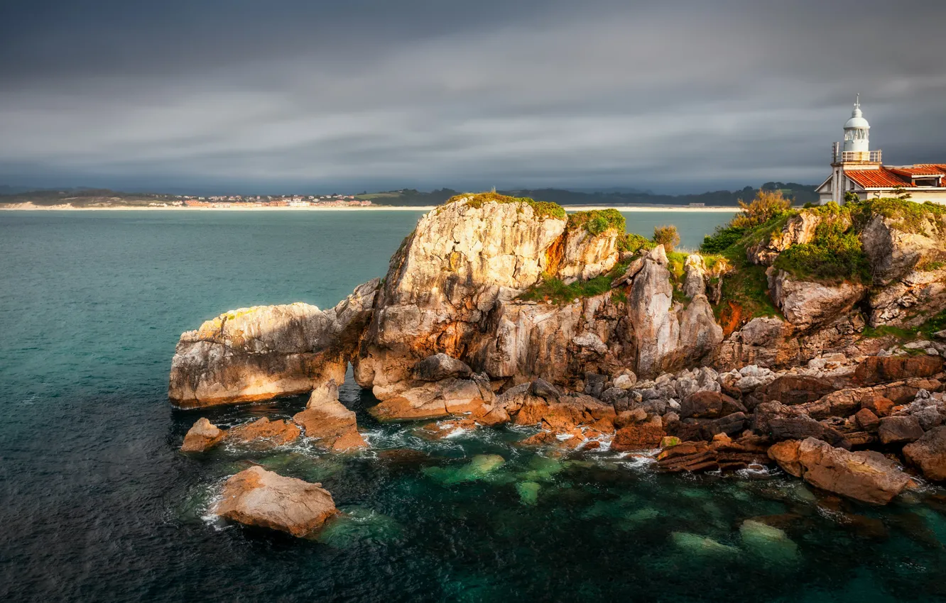 Photo wallpaper sea, landscape, nature, rocks, lighthouse, Alexander the Silent