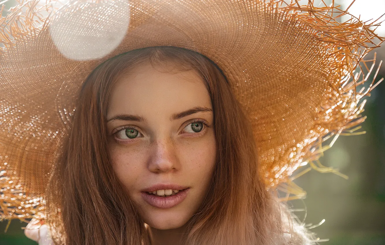 Photo wallpaper smile, Girl, hat, freckles, Yuri Semyonov, Anna Pankova
