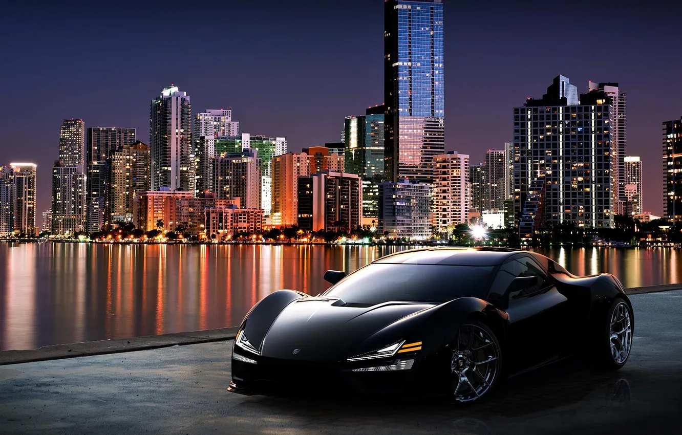 Photo wallpaper the city, lights, river, skyscrapers, the evening, Nemesis, 2016, Trion