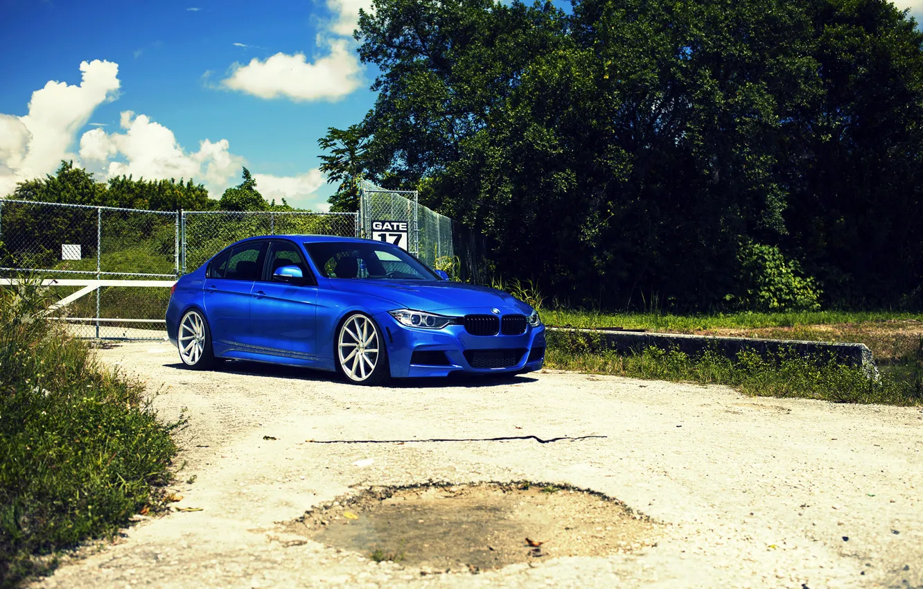 Photo wallpaper BMW, wheels, blue, 335i, vossen, f30
