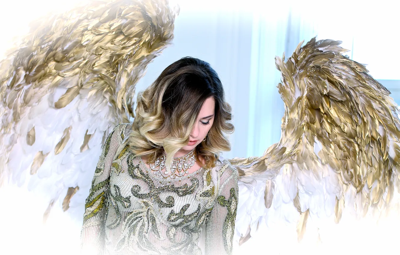 Photo wallpaper girl, wings, angel, Phoenix, with wings