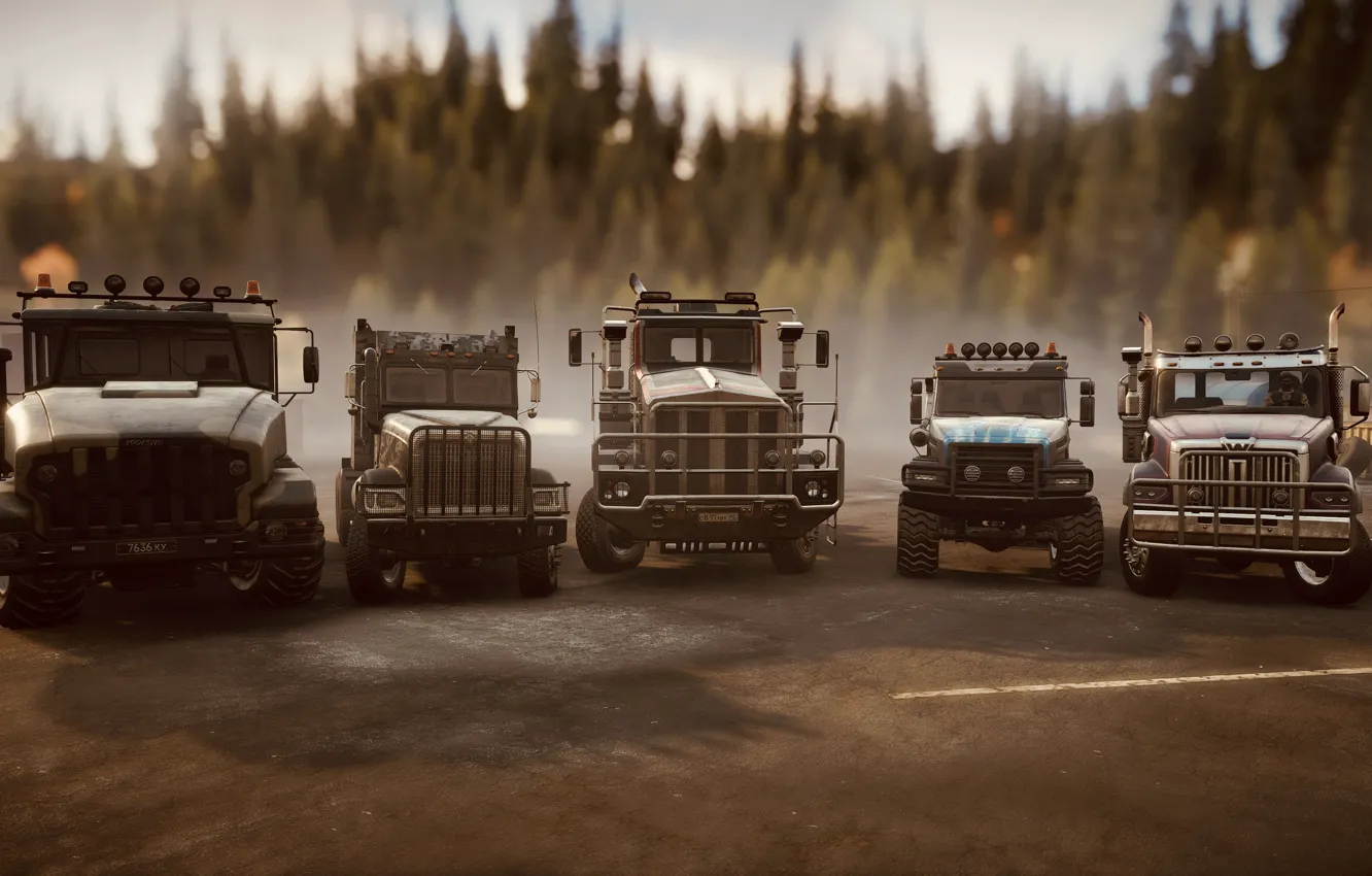 Photo wallpaper HDR, game, trees, wood, trucks, Michigan, UHD, XBox One X