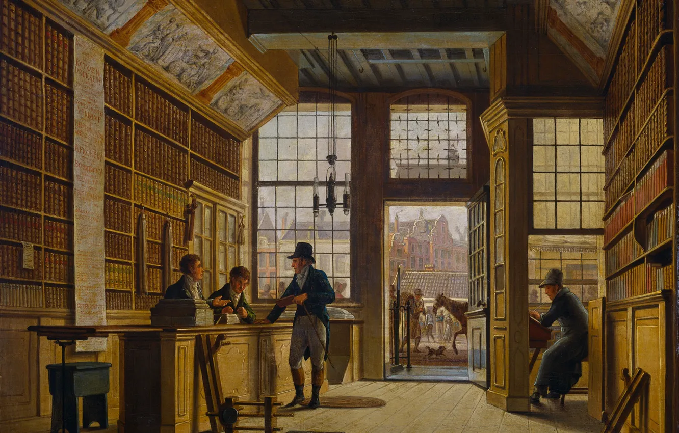Photo wallpaper interior, picture, Johannes Jelgerhuis, Shop of a Bookseller in Amsterdam
