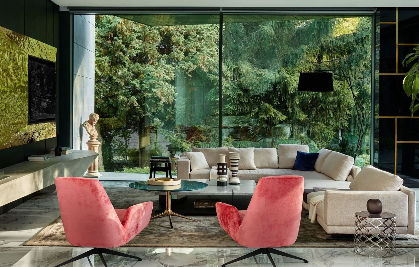 Photo wallpaper style, room, by SAOTA, living room, Russia, design, interior, to the city’s architectural traditi